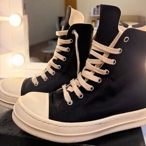 Rick Owens DRKSHDW TEMPLE VEGAN HIGH TOP SNEAKERS